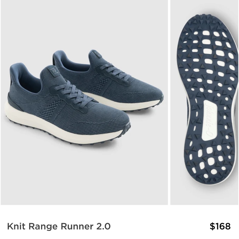 NWT Johnnie-O Knit Range Runner 2.0, Denim Blue, size 12 men’s shoes [in box]